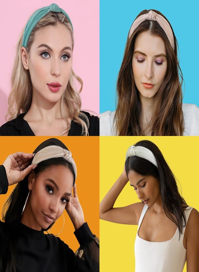 AIBFRID 3 Packs Headbands for Women Girls Fashion Wide Top Knotted Head Bands for Women’s Hair Non Slip Thick Elastic Satin Summer Womens Hairbands Cute Solid Color Hair Accessories - Image 2